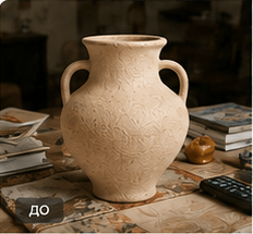 Ваза до обработки: пёстрый бытовой фон