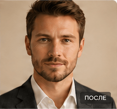 Мужской портрет после ретуши: естественная кожа и тёплый тон